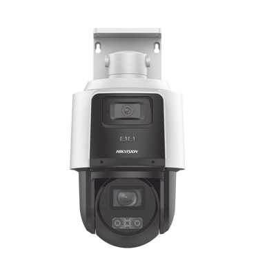 [TandemVu] PTZ IP 4 Megapixel con Cámara Panoramica 4 Megapixel / 4X Zoom / Dual Light (40 mts IR + 30 mts Luz Blanca) / ACUSENSE / IP66 / PoE+ / DARKFIGHTER / Micro SD / Incluye Base para Techo o Pared