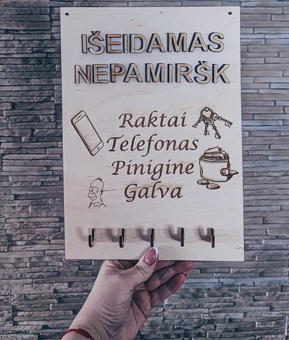 Raktų kabykla "Išeidamas nepamiršk"