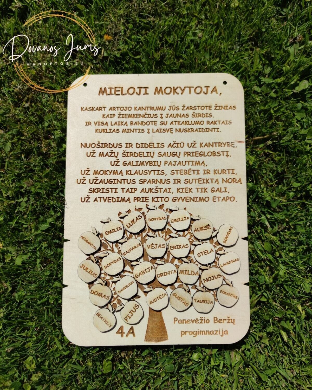 Dovana mokytojai, darželio auklėtojai