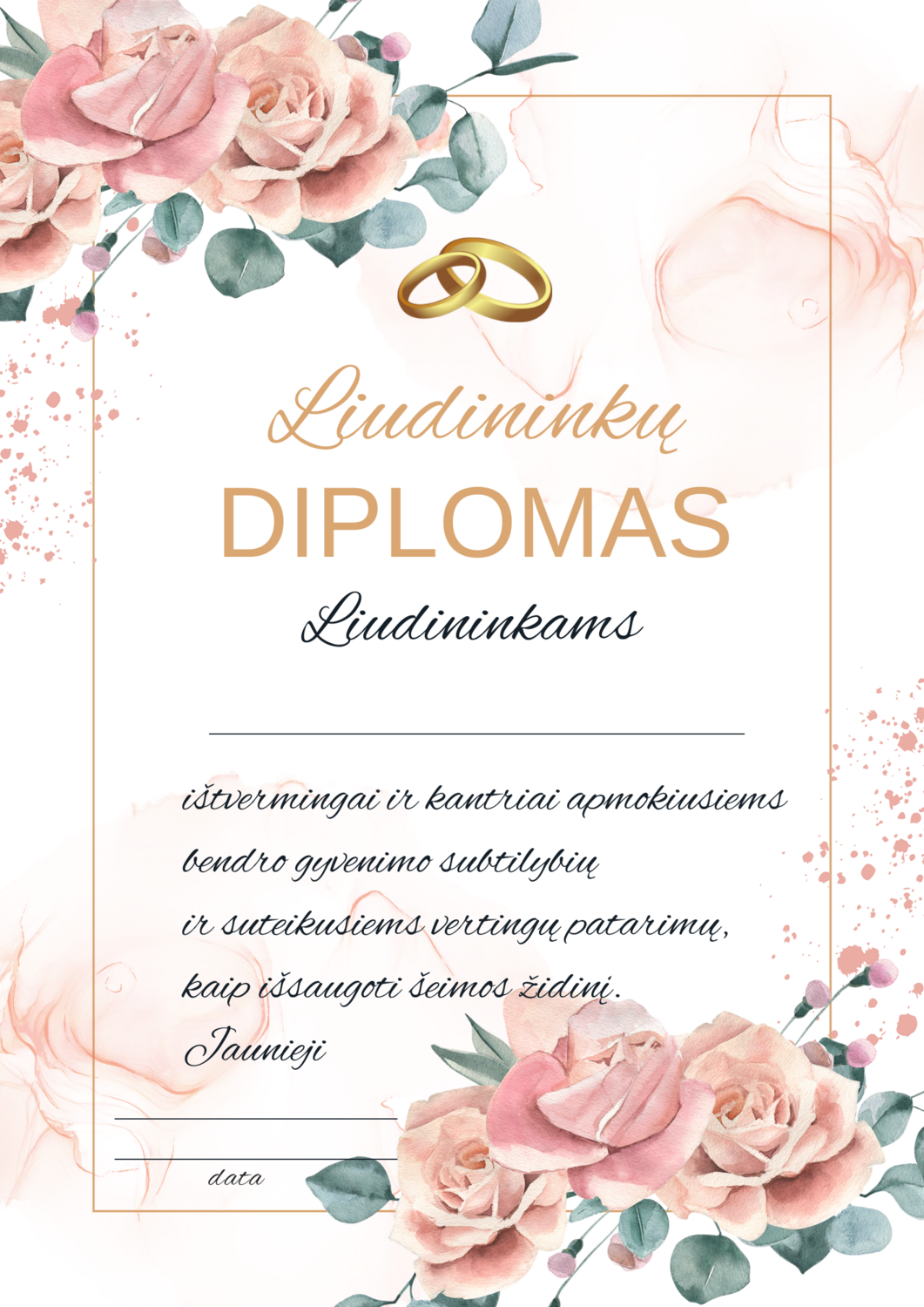 Diplomas vestuvių liudininkams