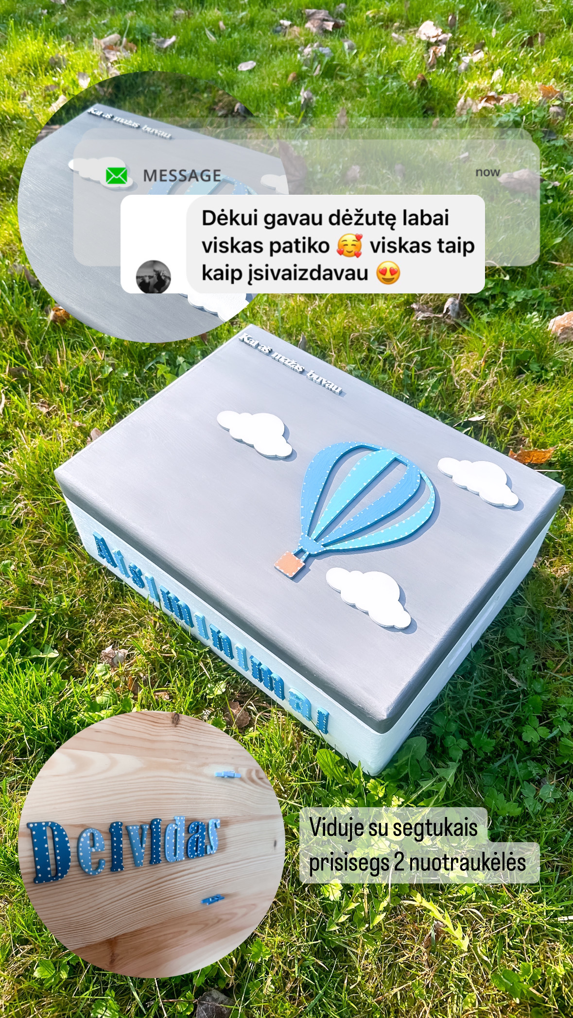 Lietuviška prekė “Krikšto dėžė” su oro balionu