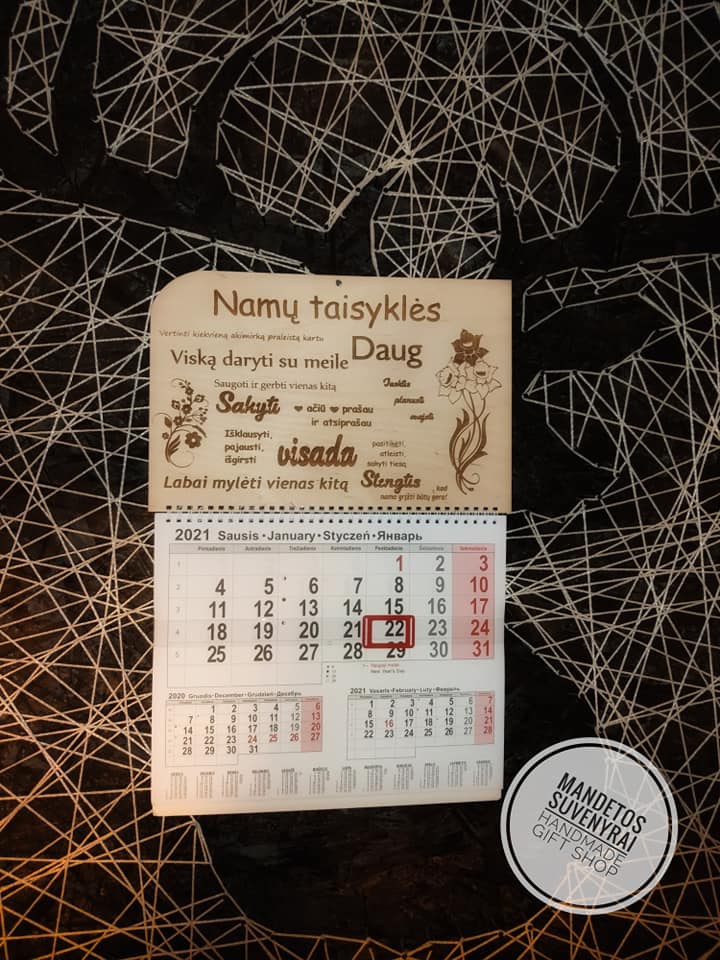 2026 metų kalendorius Namų taisyklės