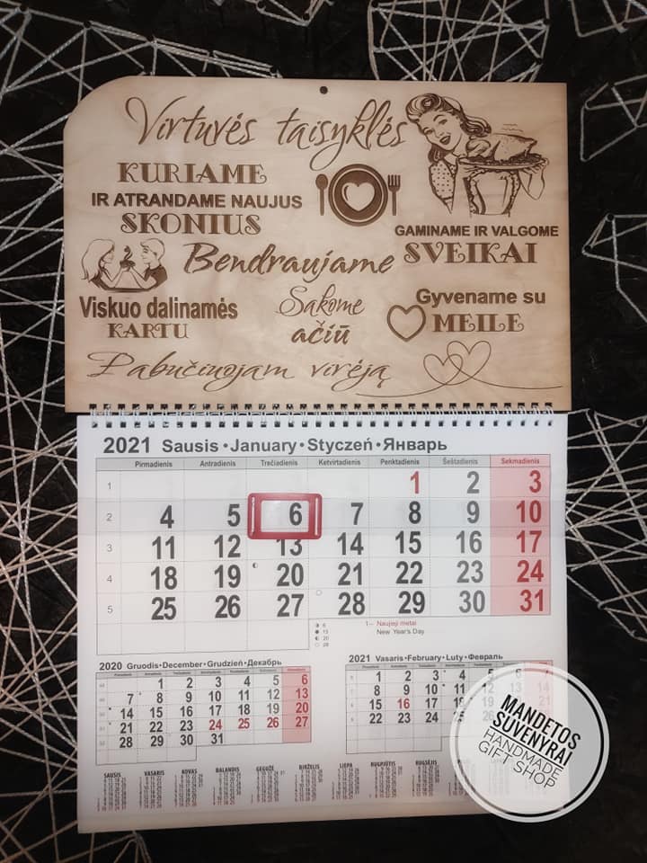 2026 metų kalendorius - Virtuvės taisyklės