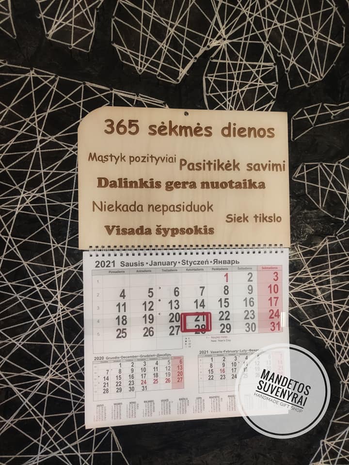 2026 metų kalendorius - 365 sėkmės dienos