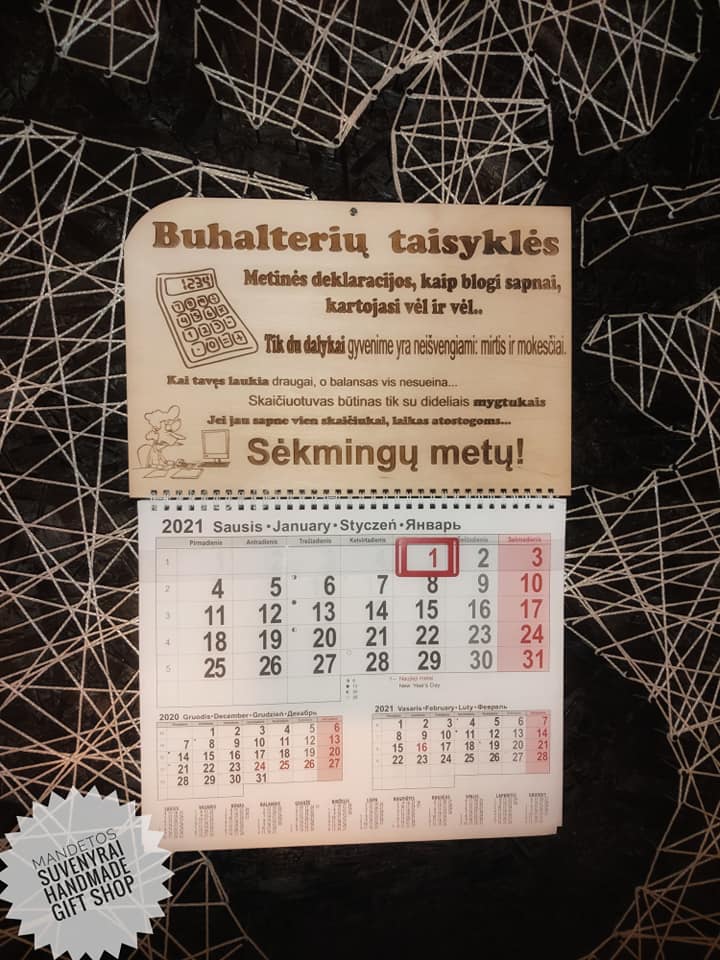 2026 metų kalendorius - Buhalterių taisyklės