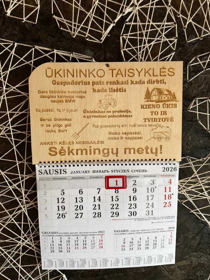 2026 metų kalendorius Ūkininko taisyklės