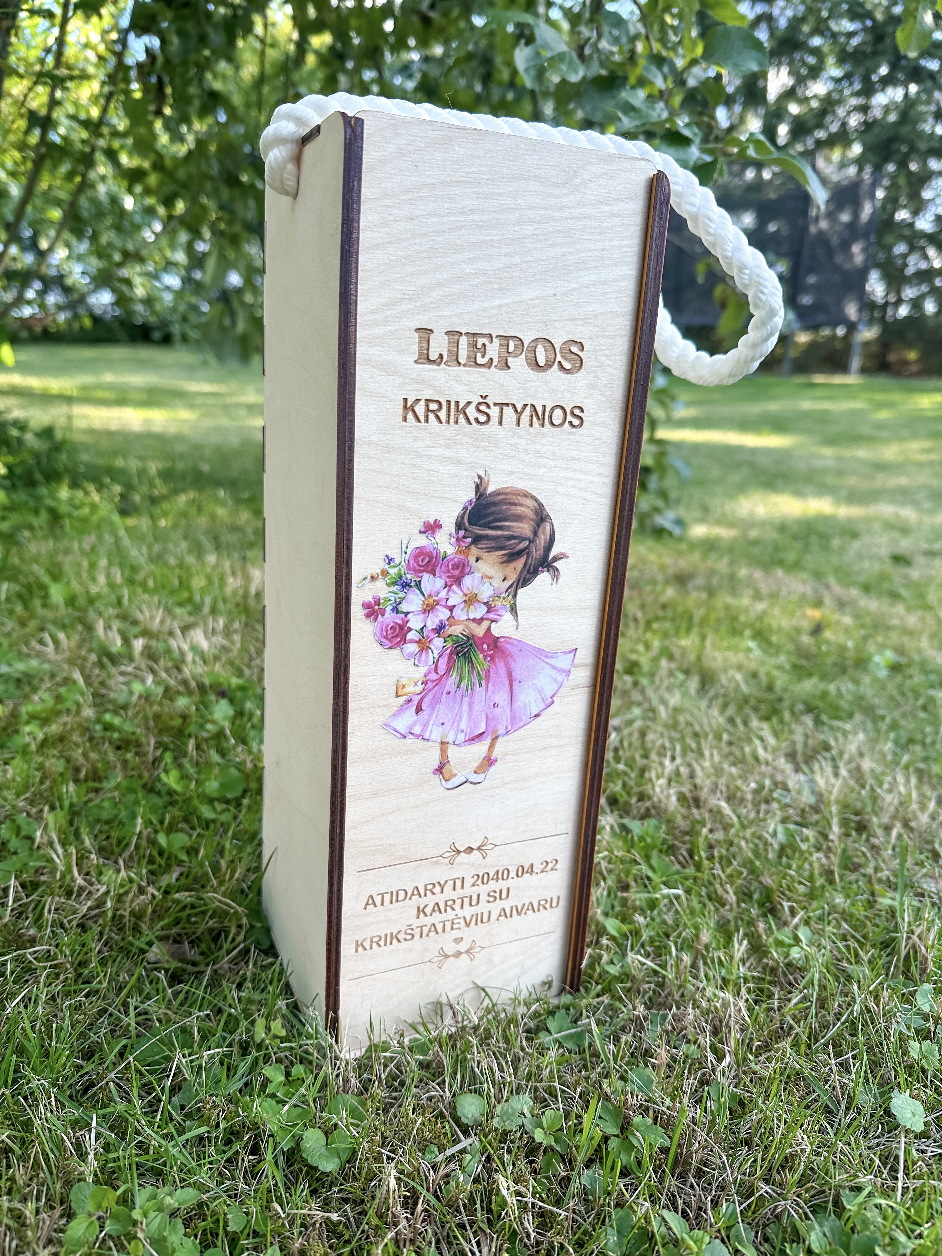 Medinė gėrimų dėžė