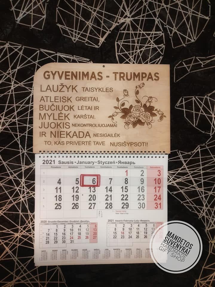 2026 metų kalendorius - Gyvenimas trumpas