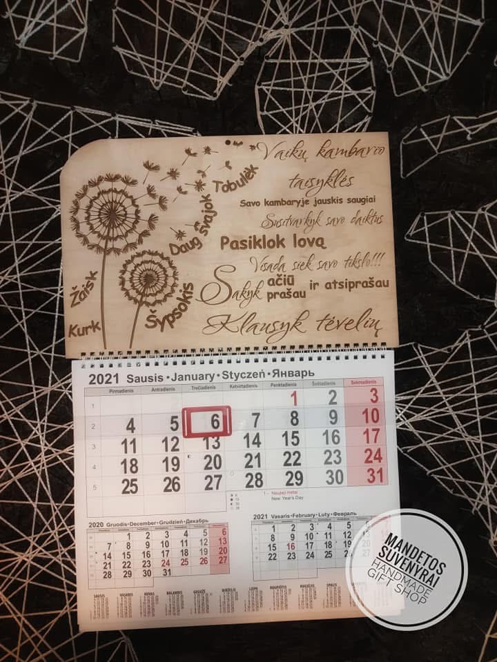 2026 metų kalendorius Vaiku kambario taisyklės