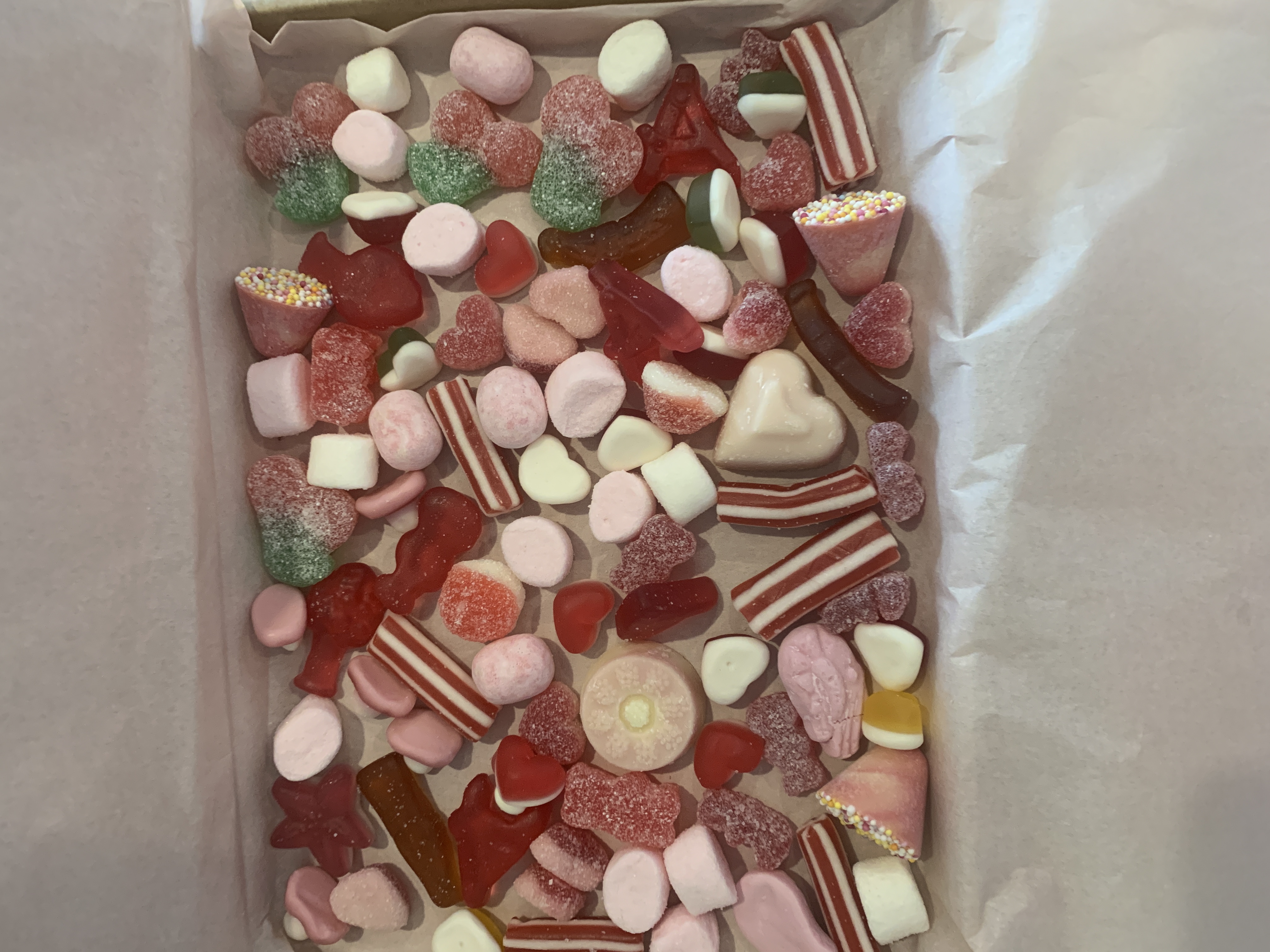 Valentines munch box complete with an assortment of sweets