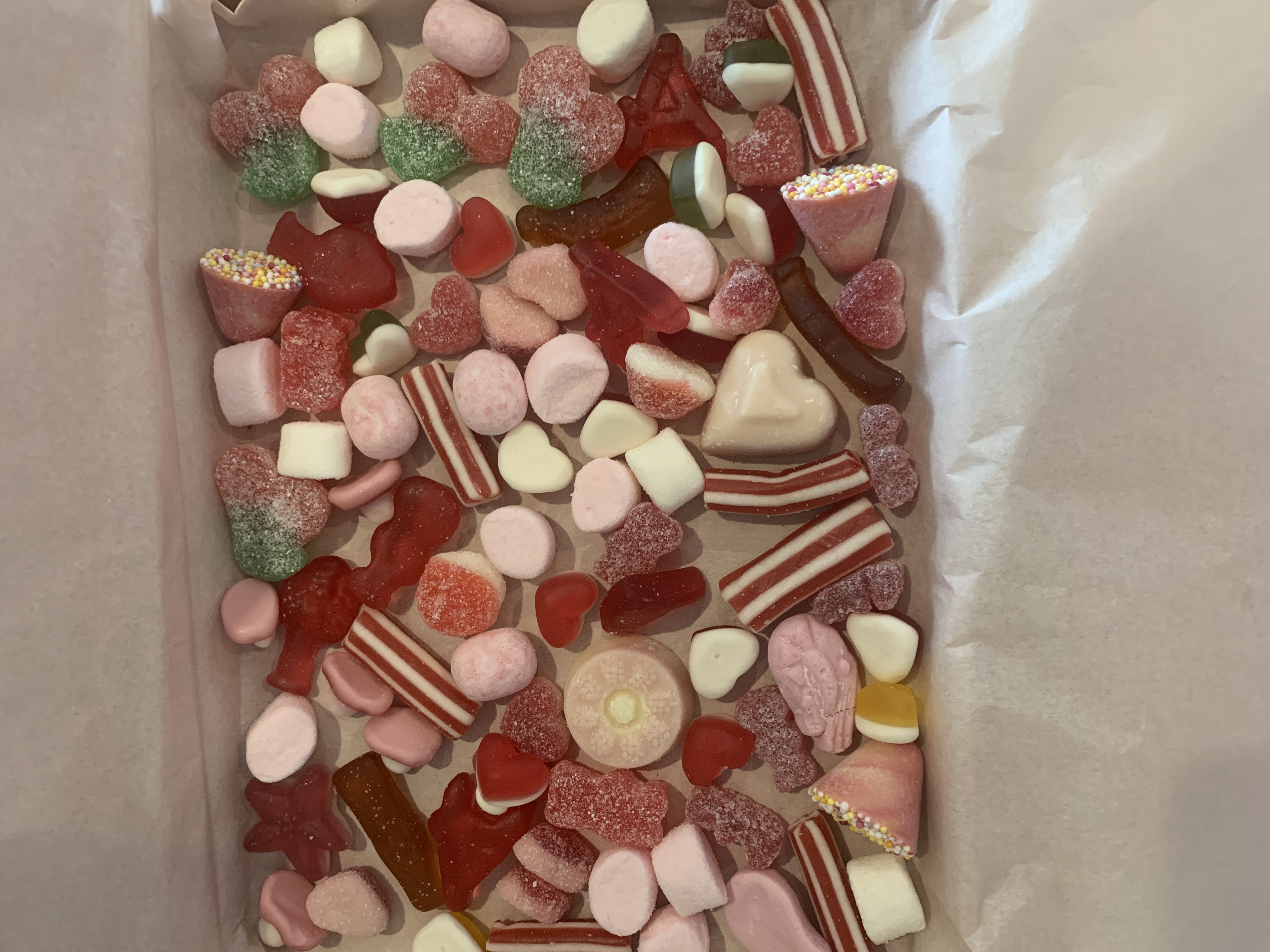 Valentines munch box complete with an assortment of sweets