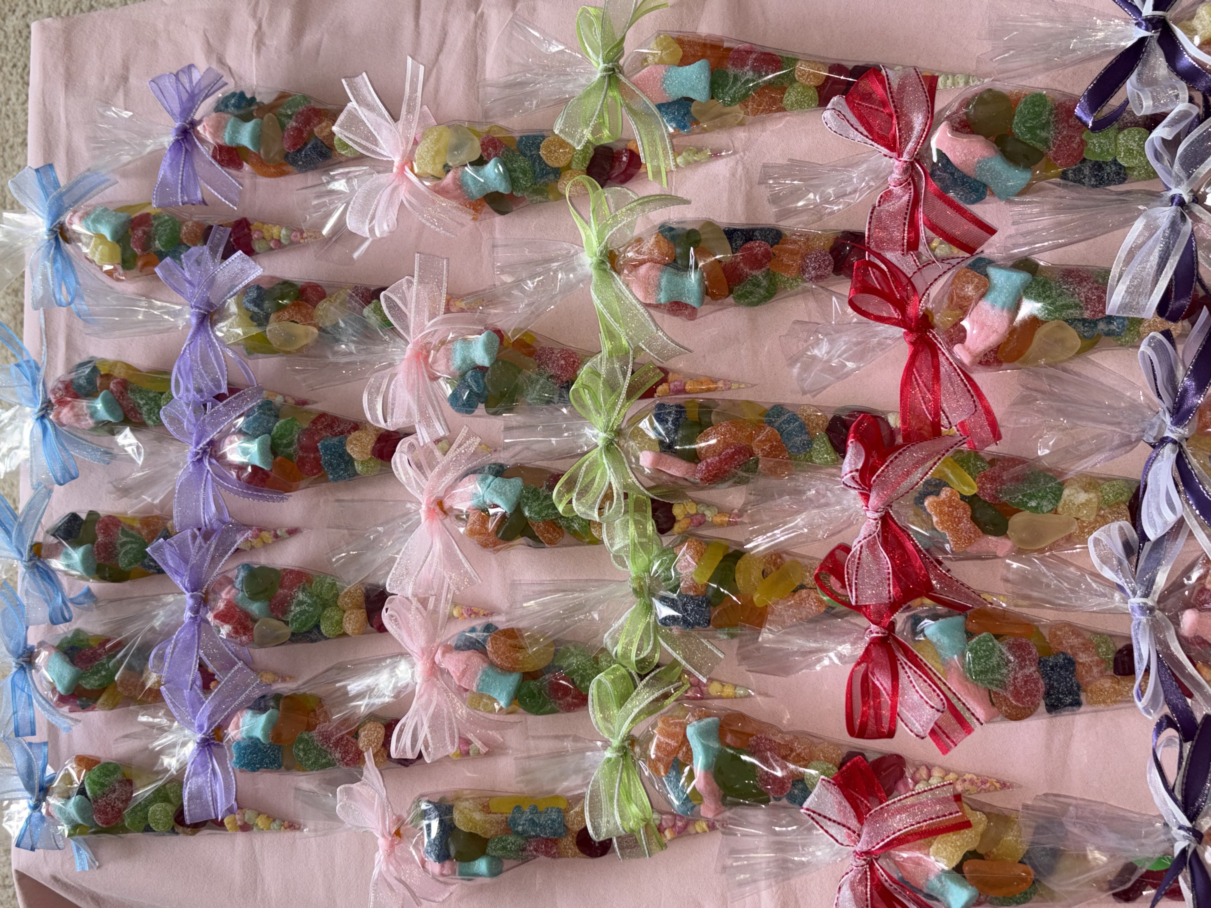 Small sweetcones complete with two tone organza ribbon