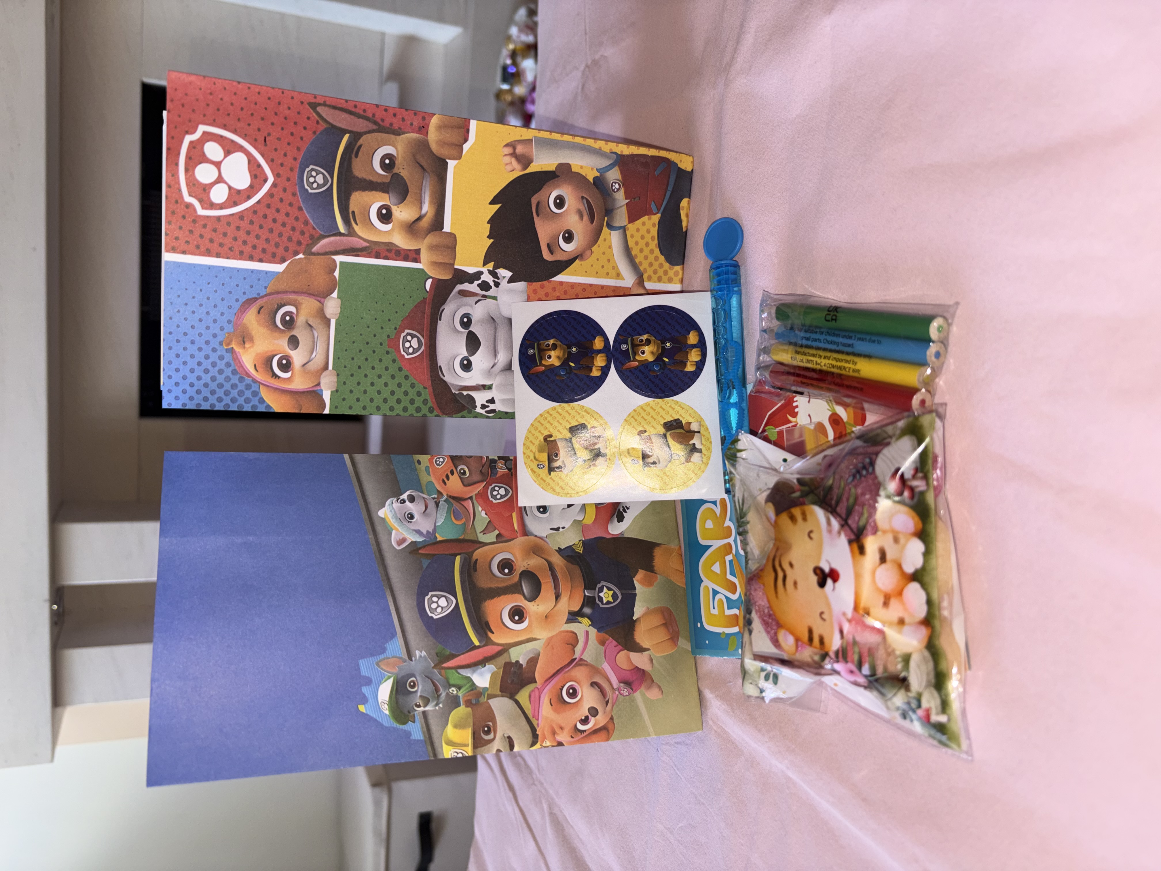 Paw Patrol party bags complete with a variety of party items