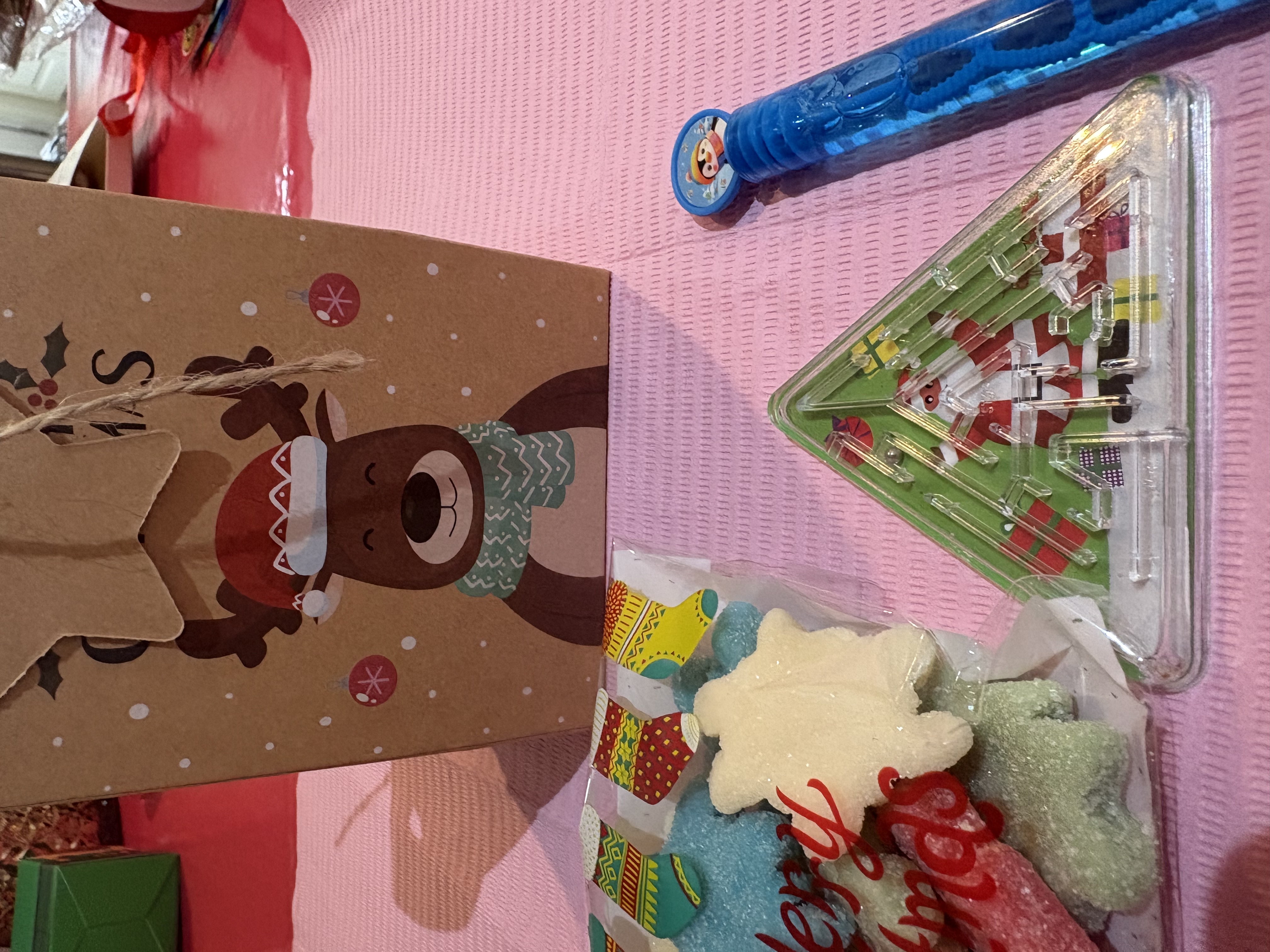Merry christmas bag style favour box complete with sweets and treats