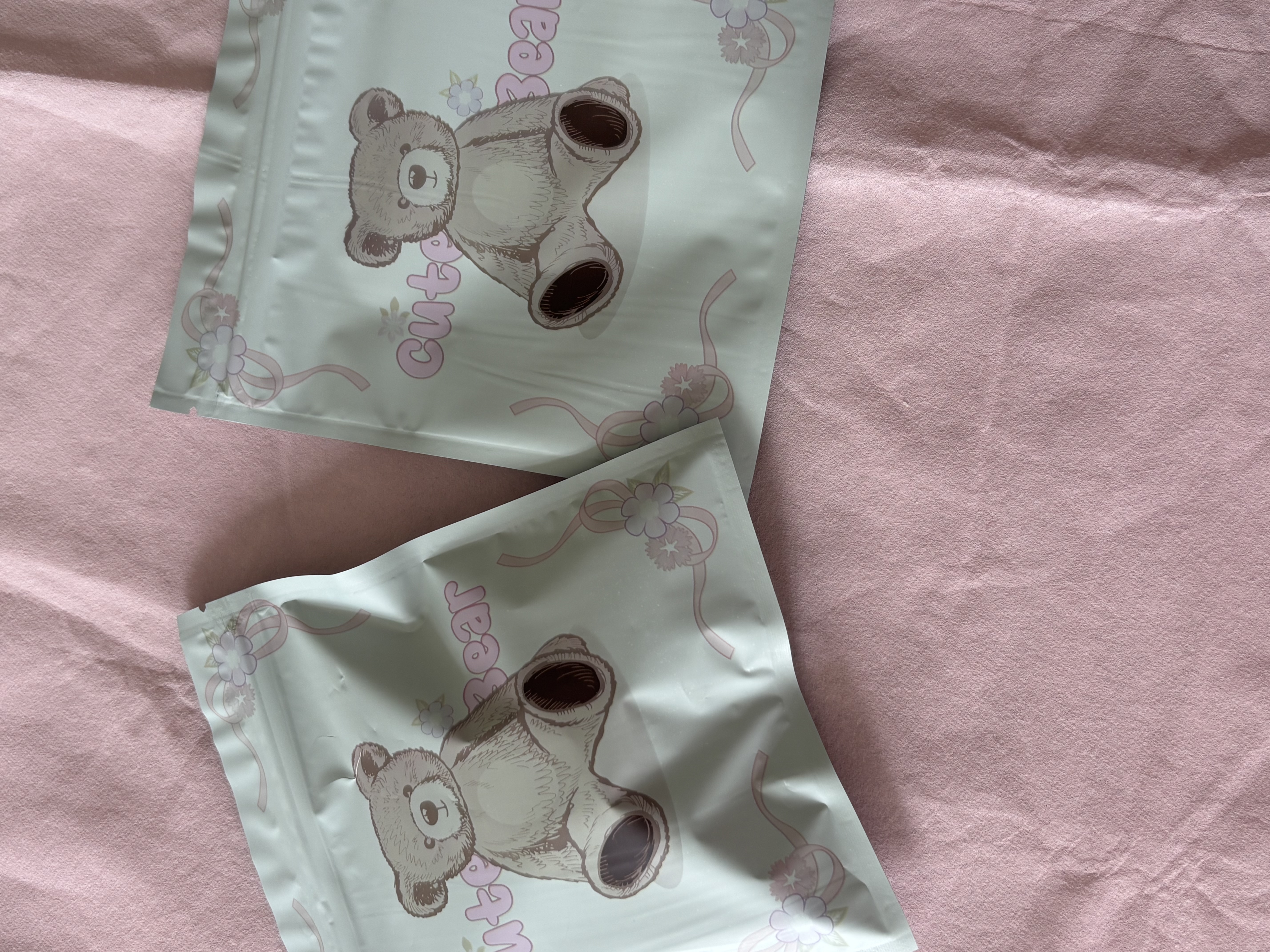 Cute Bear Pouch including sweets and small treats.