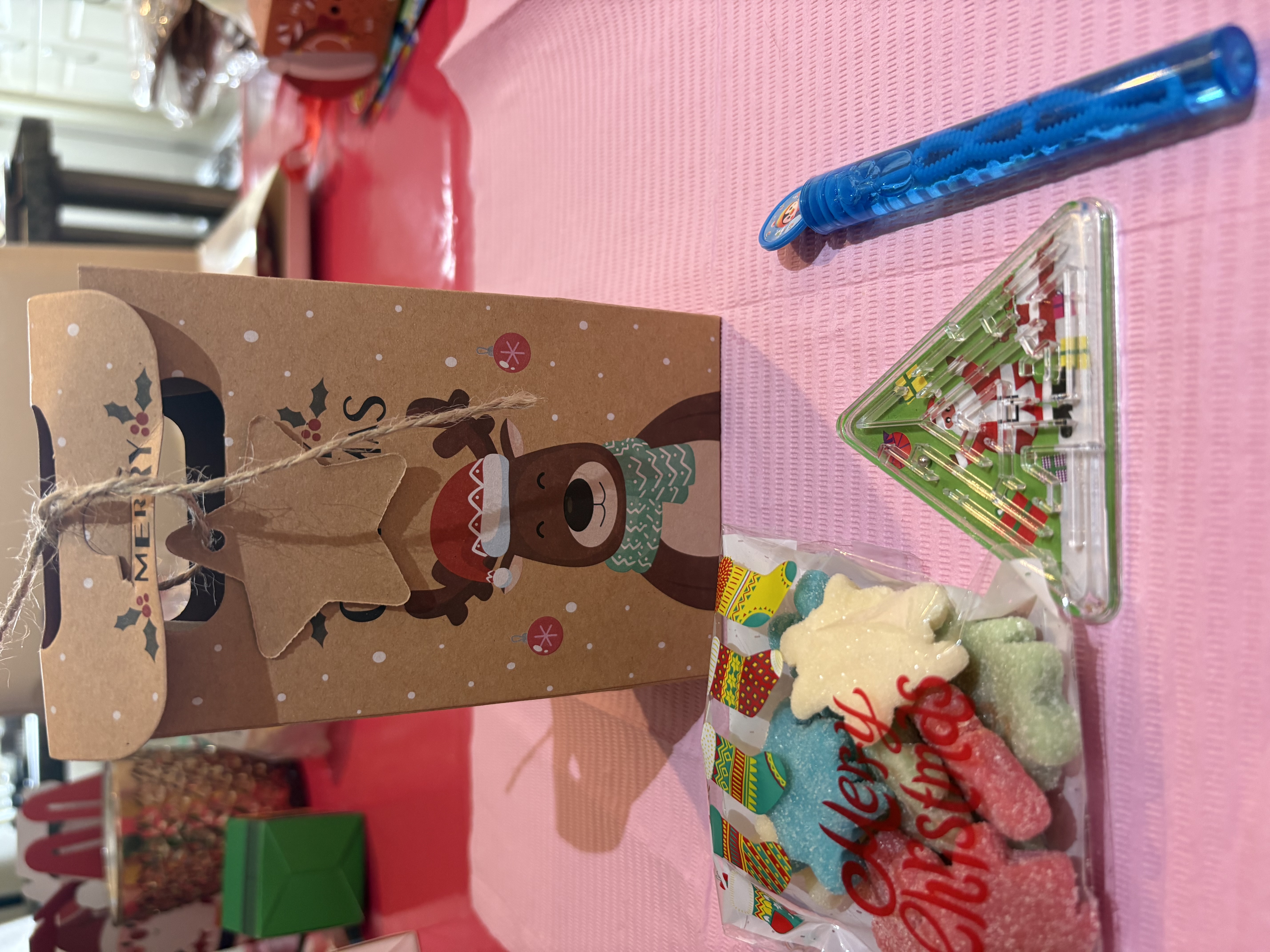 Merry christmas bag style favour box complete with sweets and treats