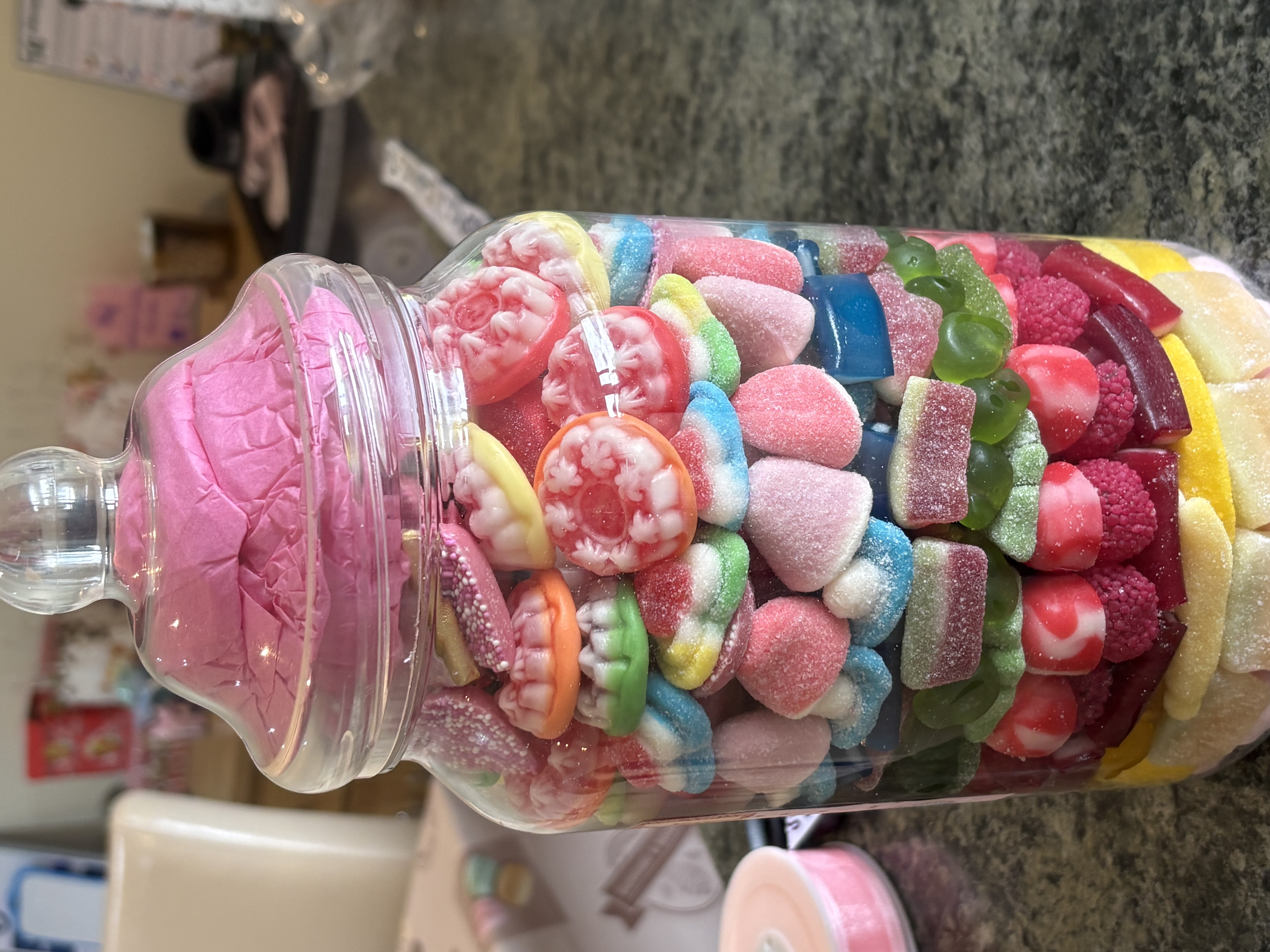 Large sweet jars complete with a variety of sweets