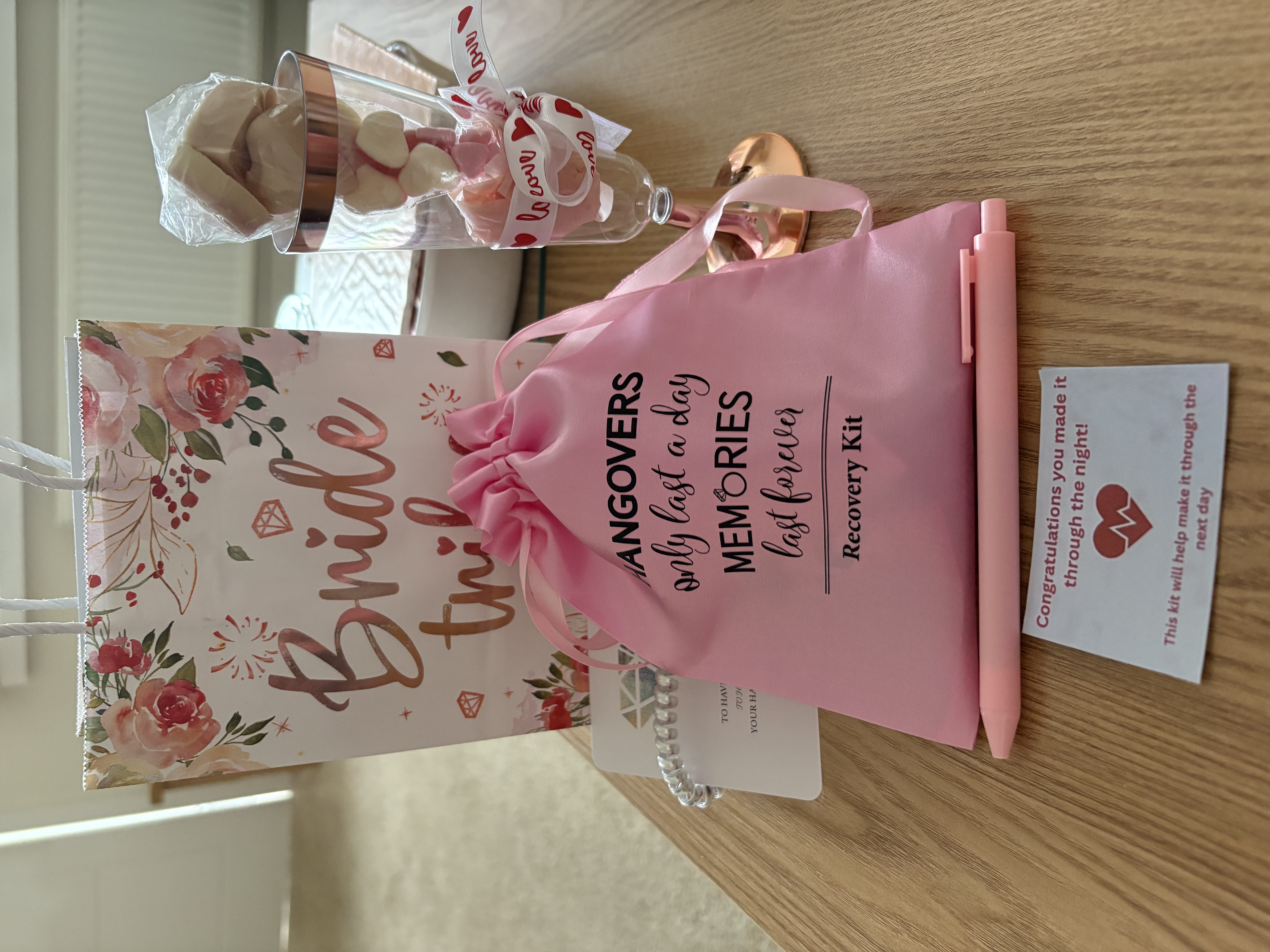 Bridal treat bags with Hangover Recovery Kit