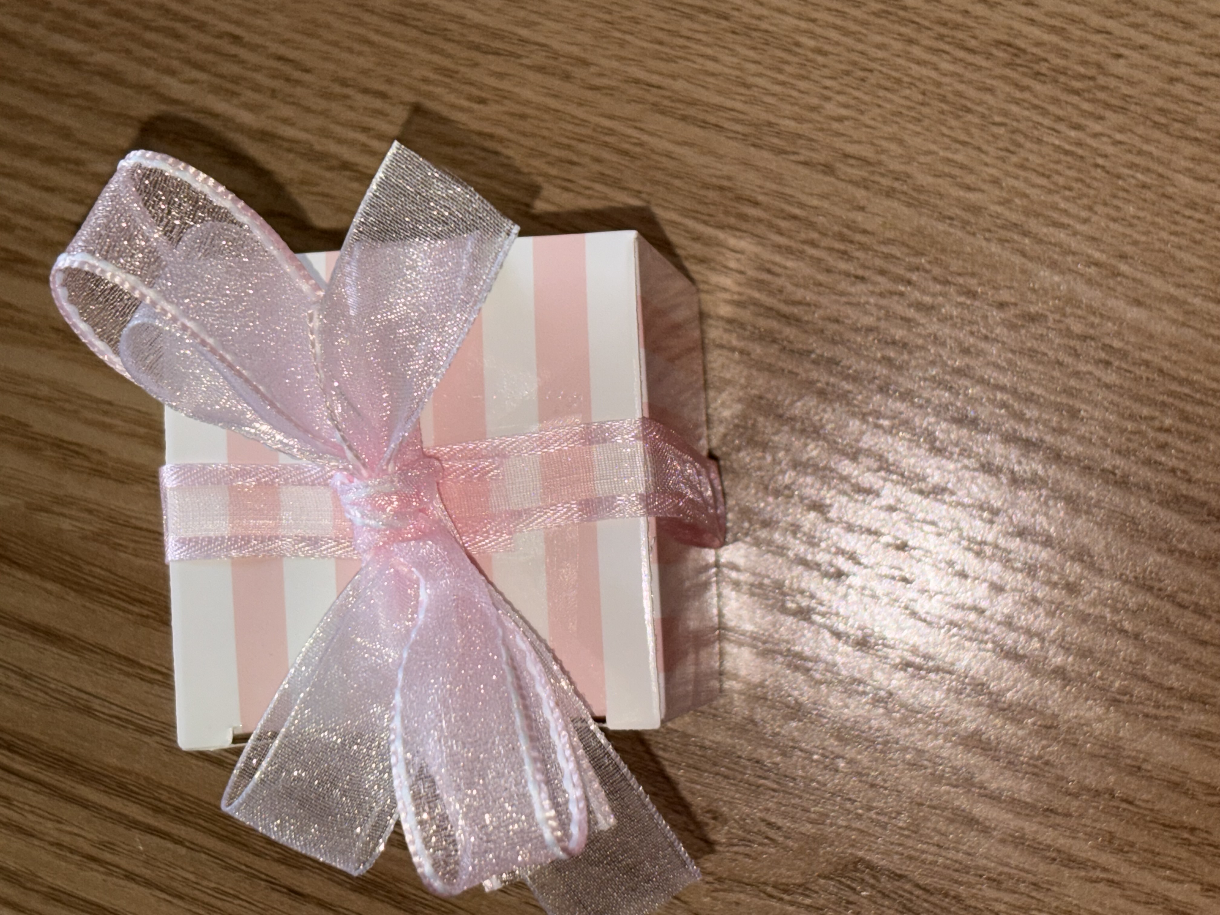 Pink and white striped favour Box