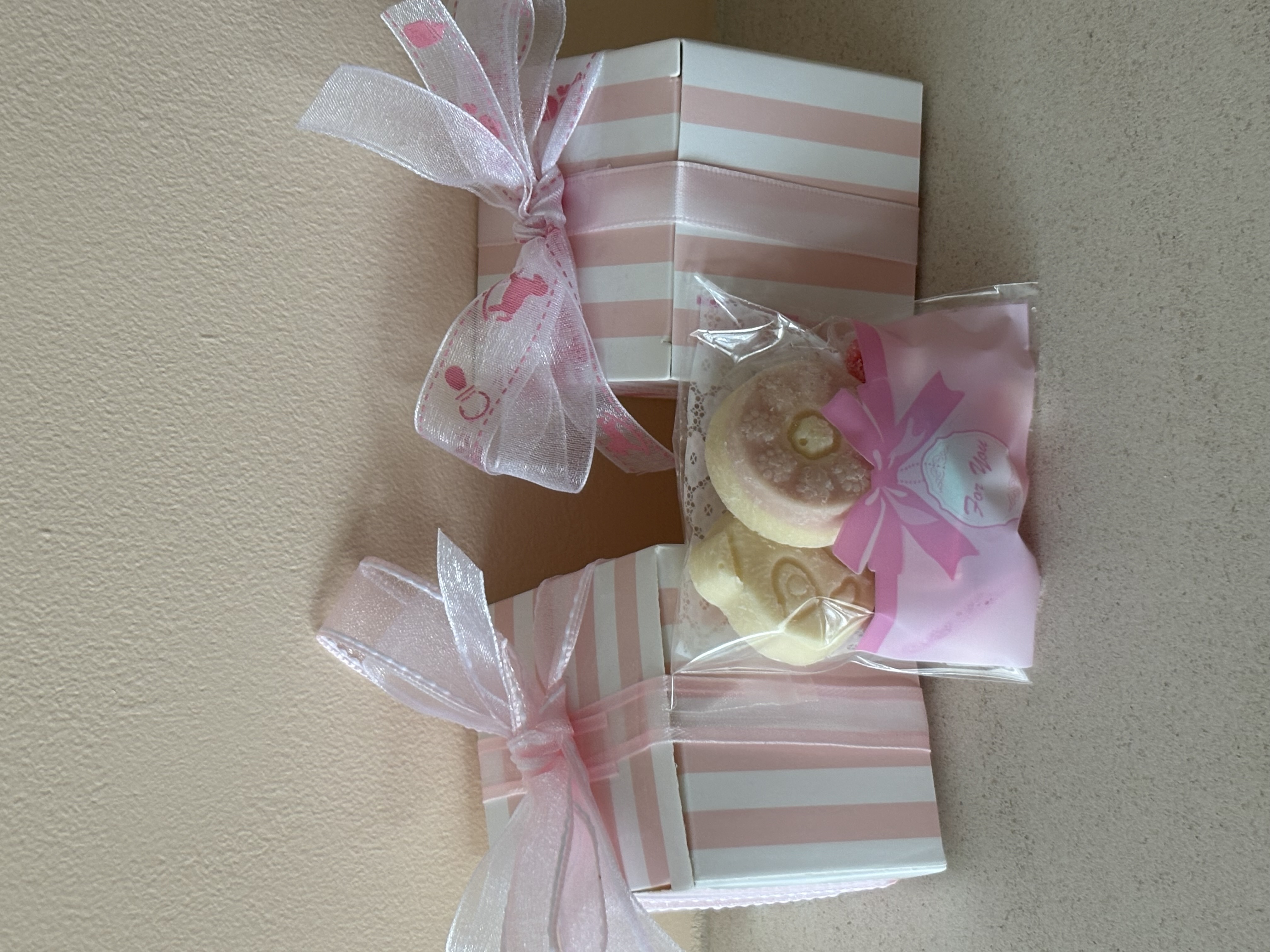 Pink and white striped favour Box