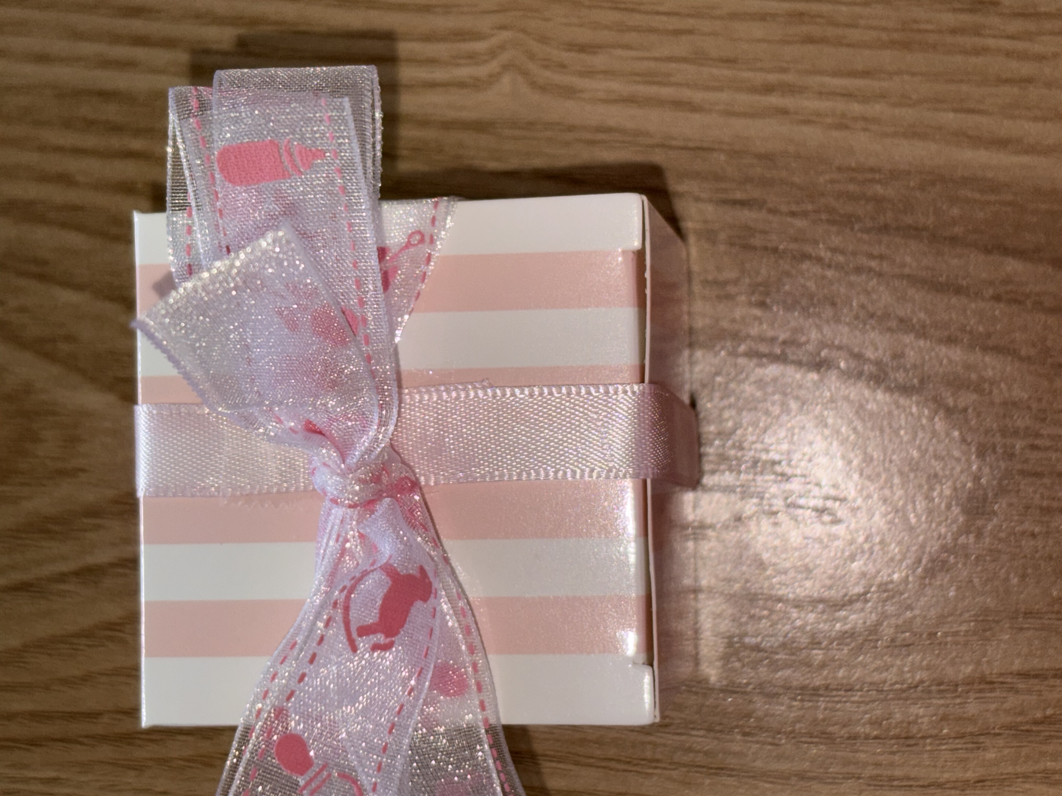 Pink and white striped favour Box