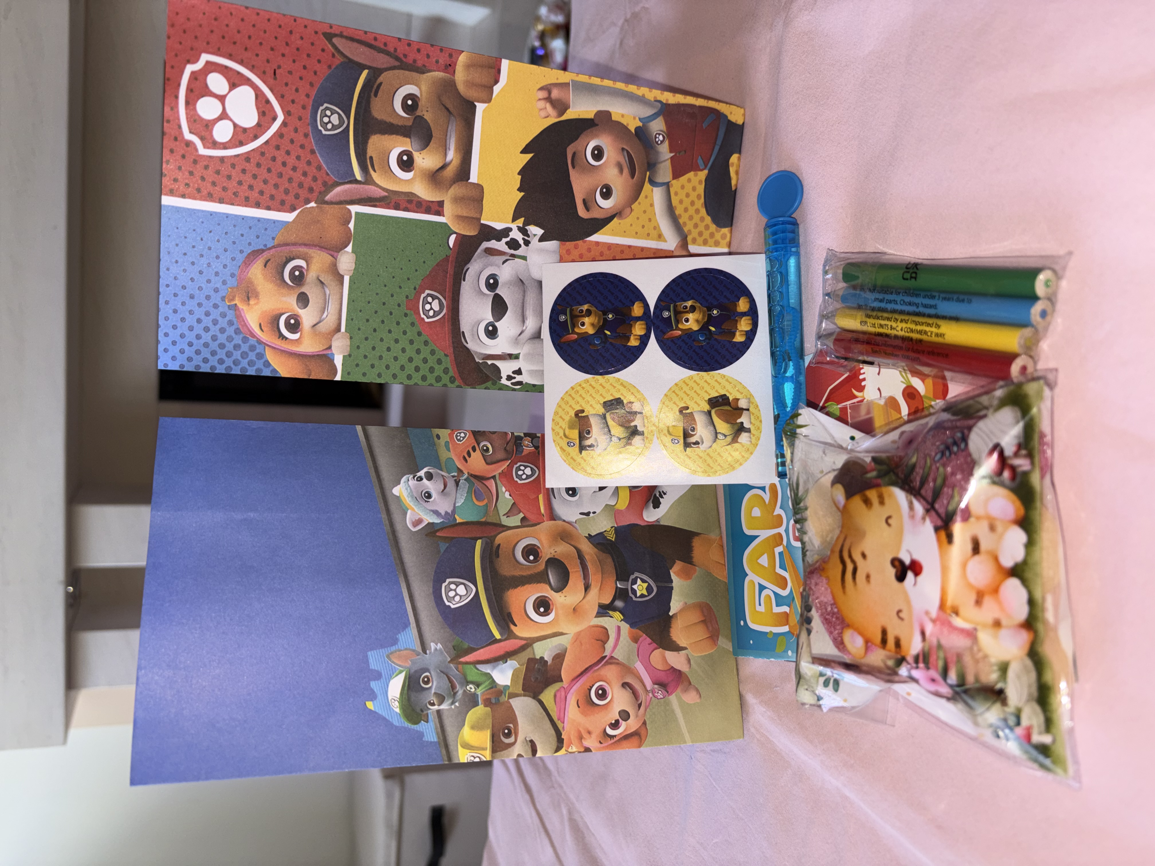 Paw Patrol party bags complete with a variety of party items