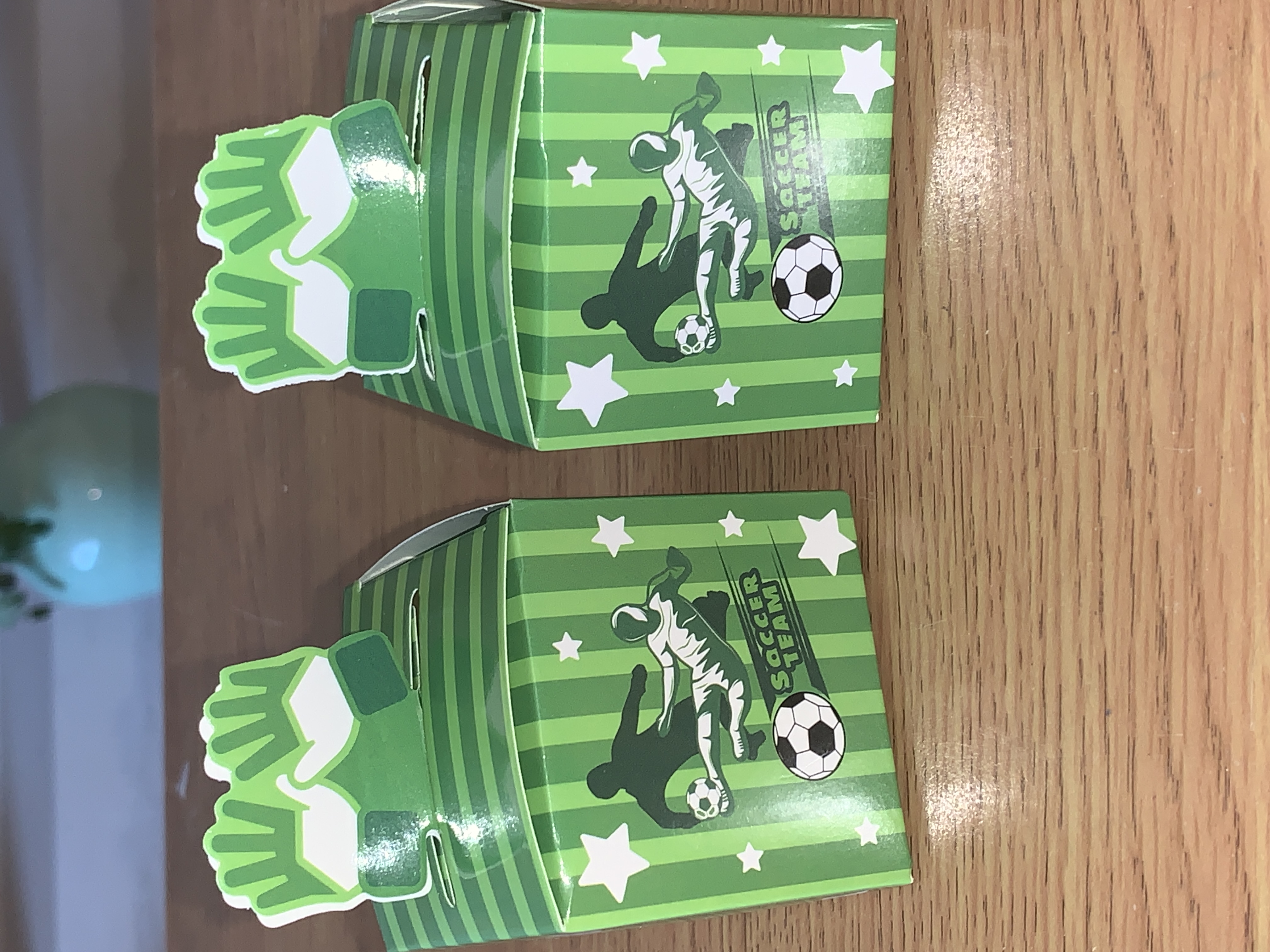 Football Party Favor Boxes with matching football bag of sweets