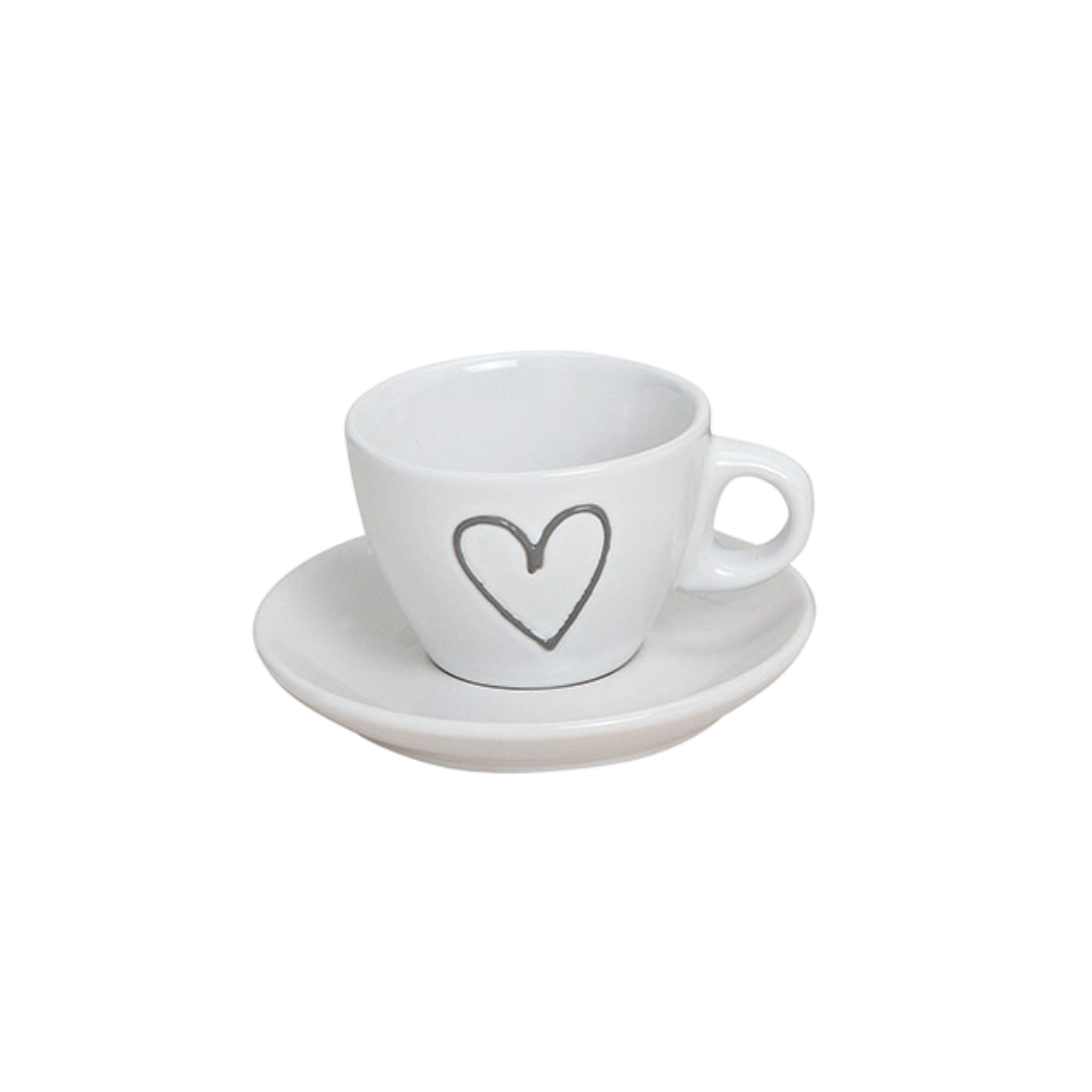 Baltas espresso puodelis su lėkštute