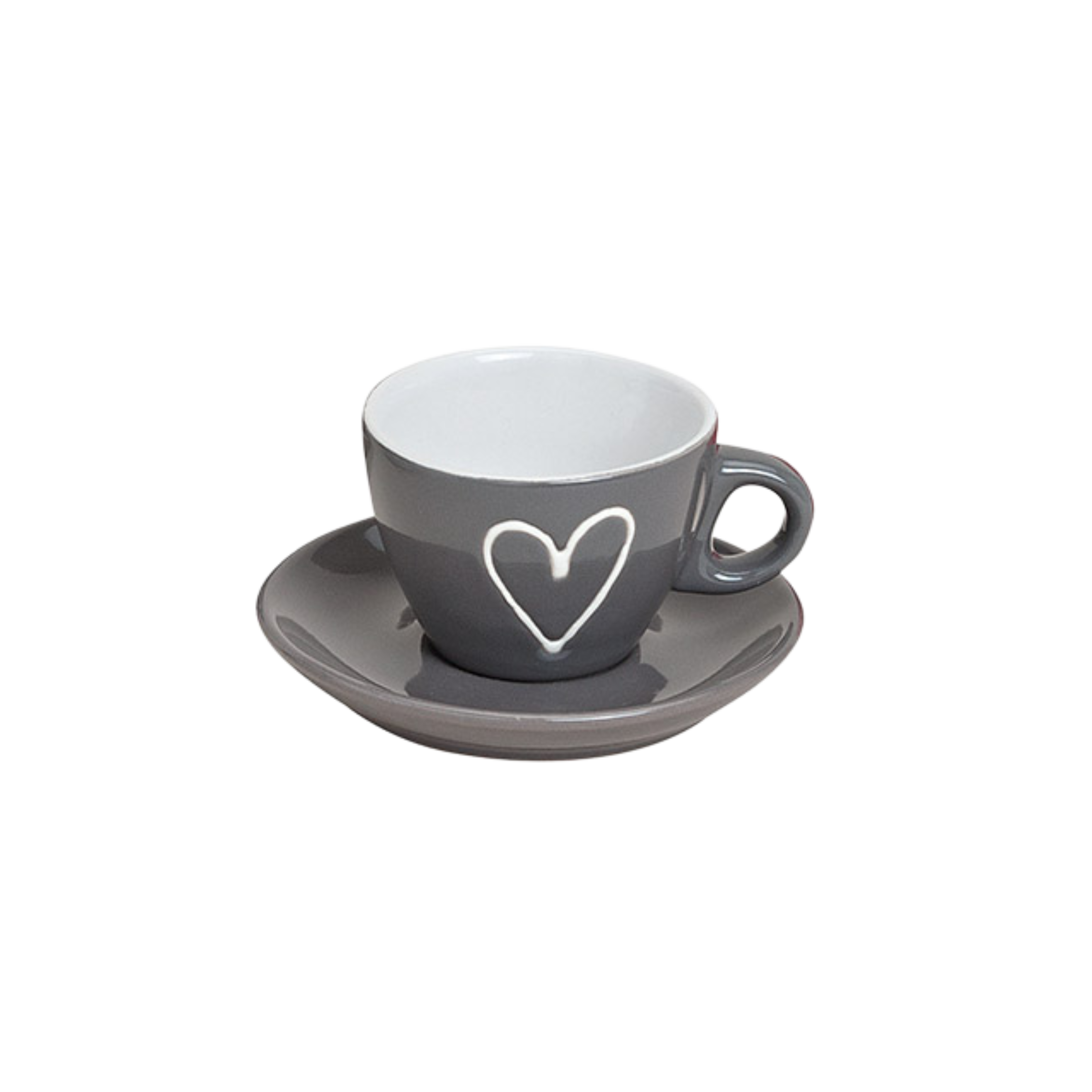 Tamsiai pilkas espresso puodelis su lėkštute
