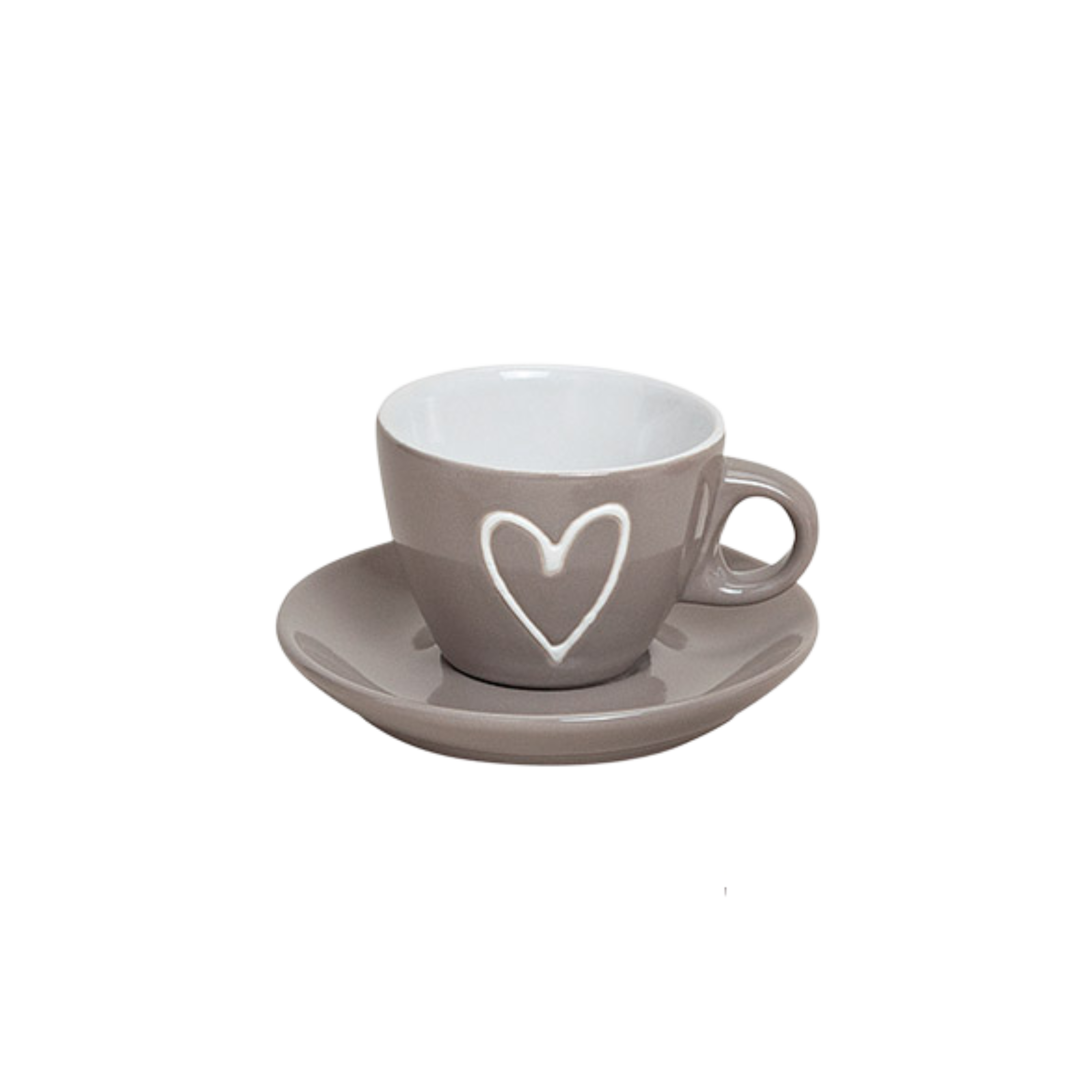 Kakavinės spalvos espresso puodelis su lėkštute