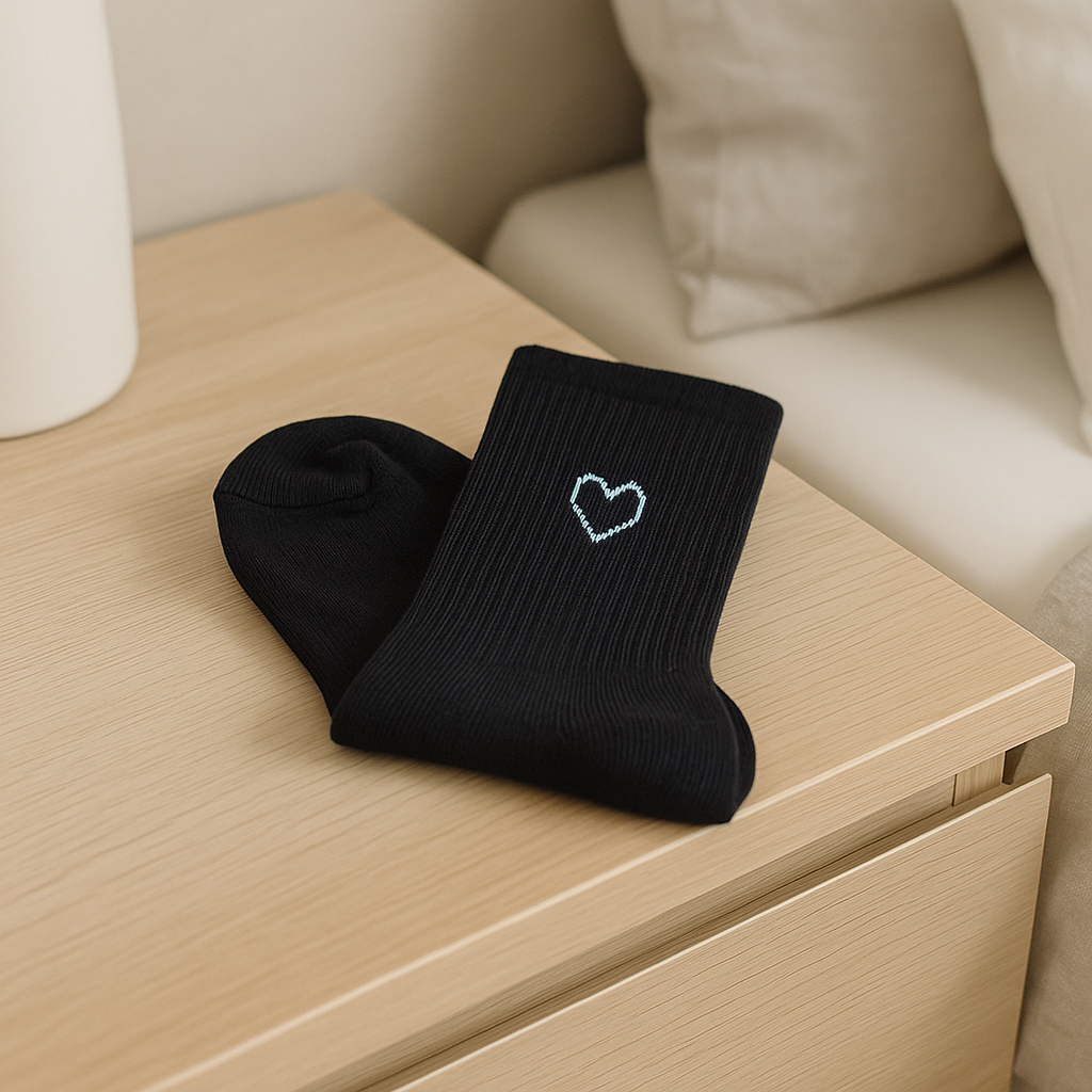 Juodos kojinės su širdele