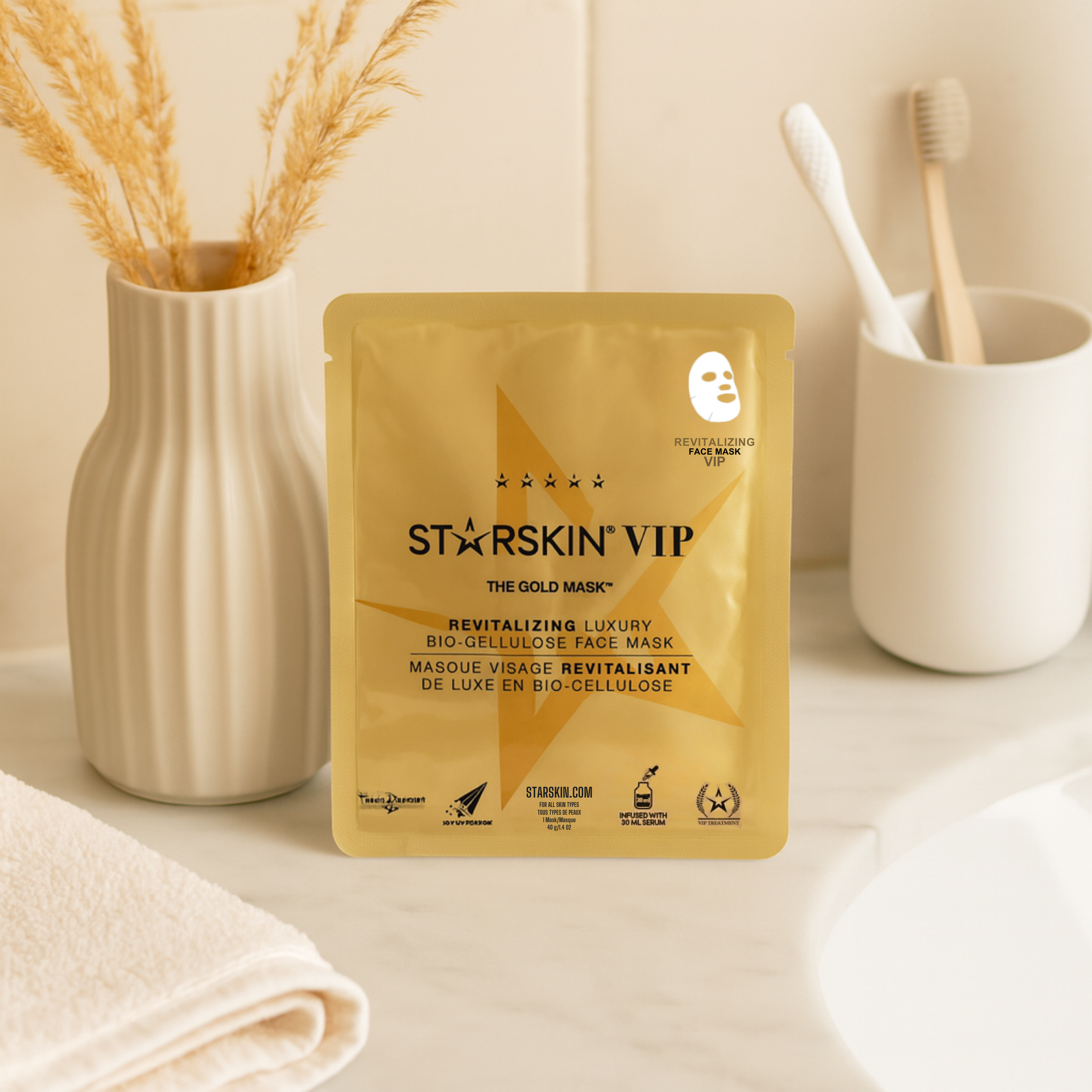 VIP The Gold Mask™ Gaivinamoji bio-celiuliozės pagrindo veido kaukė