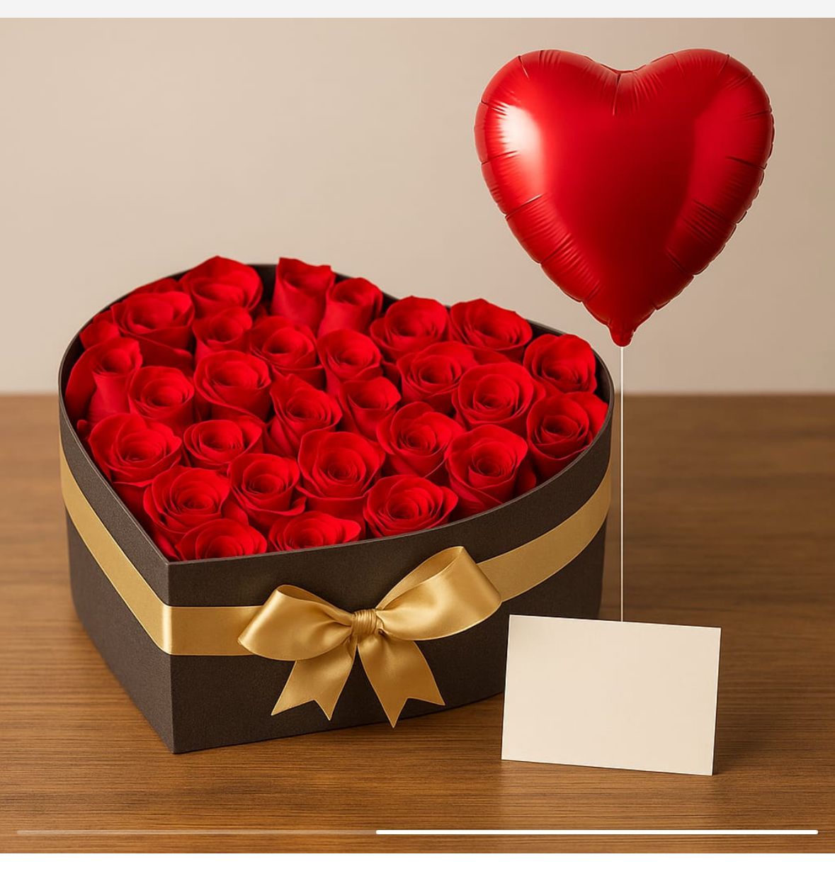 Caja corazon rosas rojas x 24