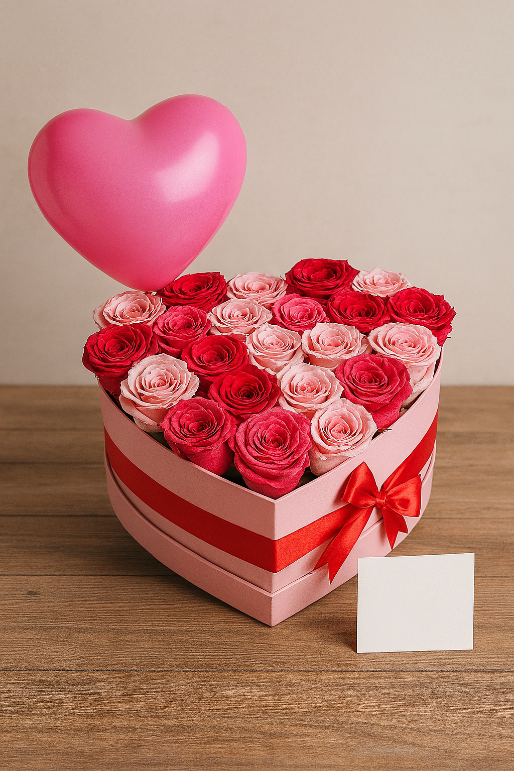 Caja corazón rosas mixtas x 24