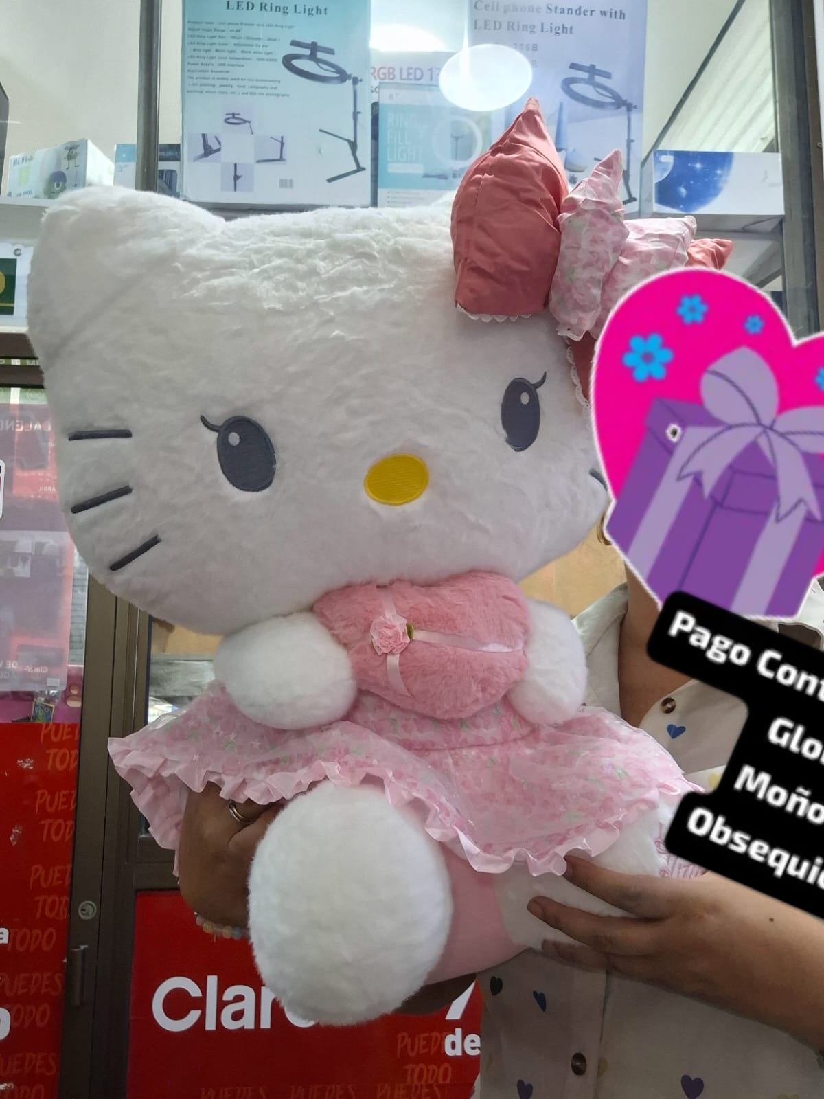 Peluchito gatita lazo rosa