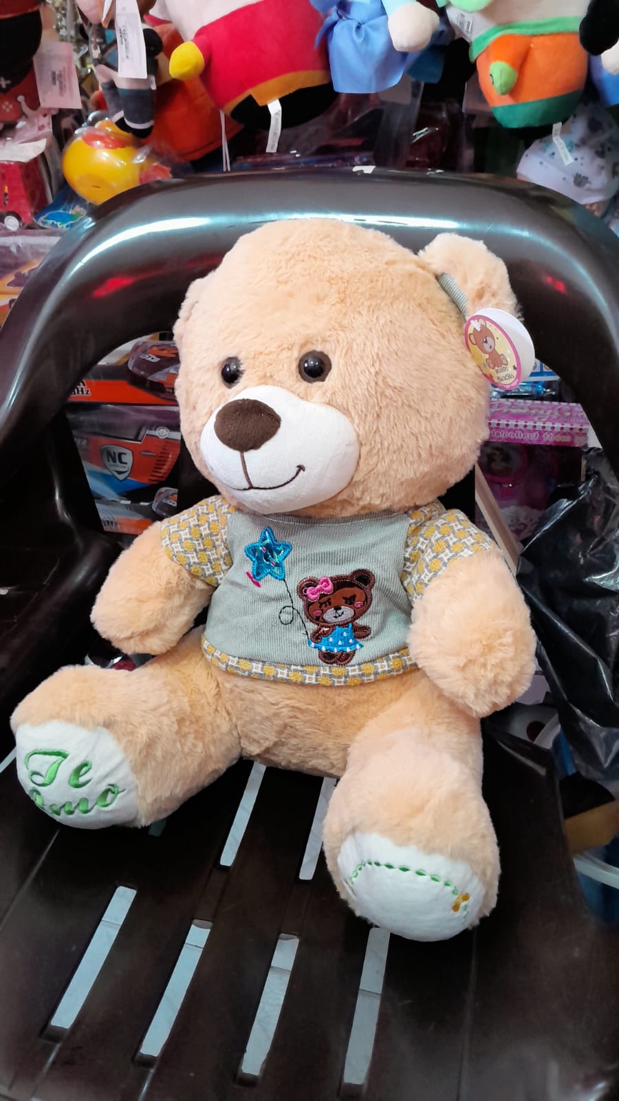 Oso de peluche con ramo y globos