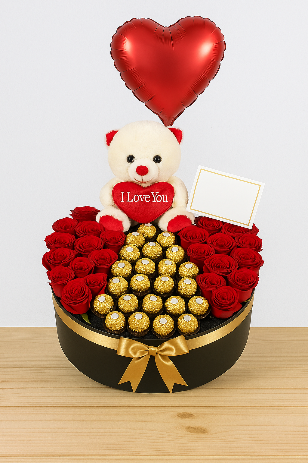 Caja gigante flores osos y chocolates