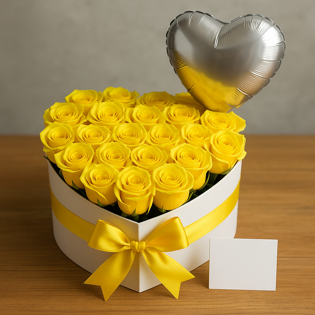 Caja corazón rosas mixtas x 24