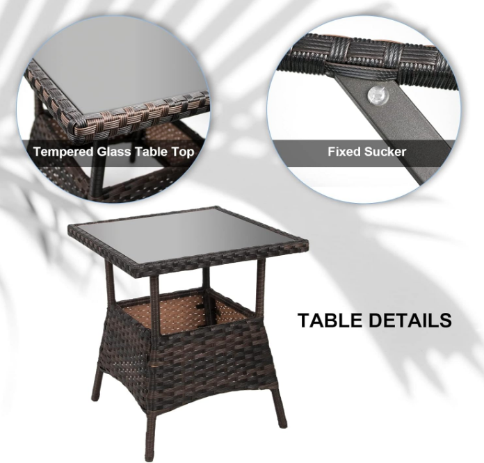 3 pcs Rocking Bistro Set Conversation Chairs PE Wicker Outdoor Rocking Chairs(Rocking Set,Sand)