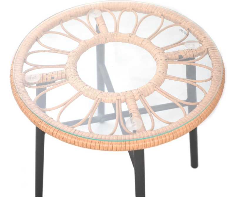 3 Piece Patio Furniture Outdoor Conversation Bistro Set with Tempered Coffee Table and Wicker Chairs for Garden Balcony Backyard Yard Poolside, Green