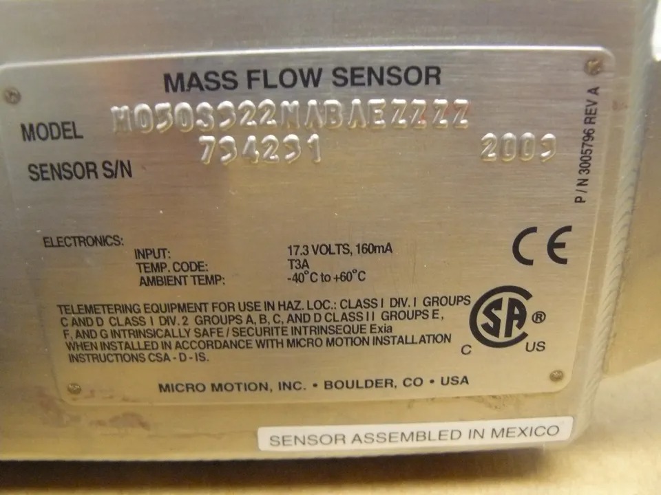 Emerson Micro Motion H050S322NABAEZZZZ Hygienic Coriolis Meter