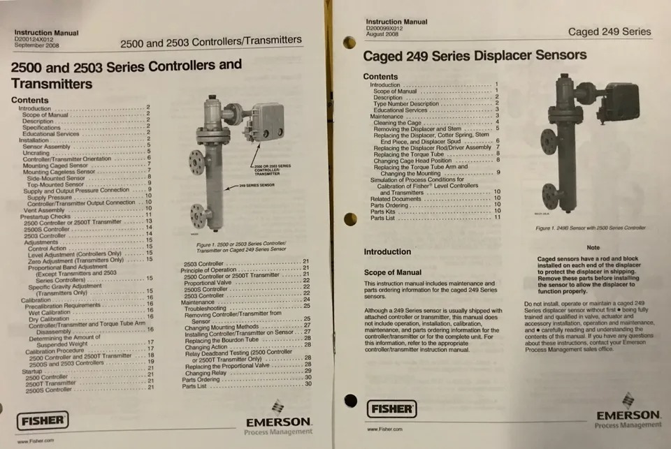 Fisher Controls Level Trol Displacer Controller Type 2500-249B