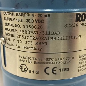 Rosemount 2051CD2A02A1BH2B1I1DFP9 Pressure Transmitter