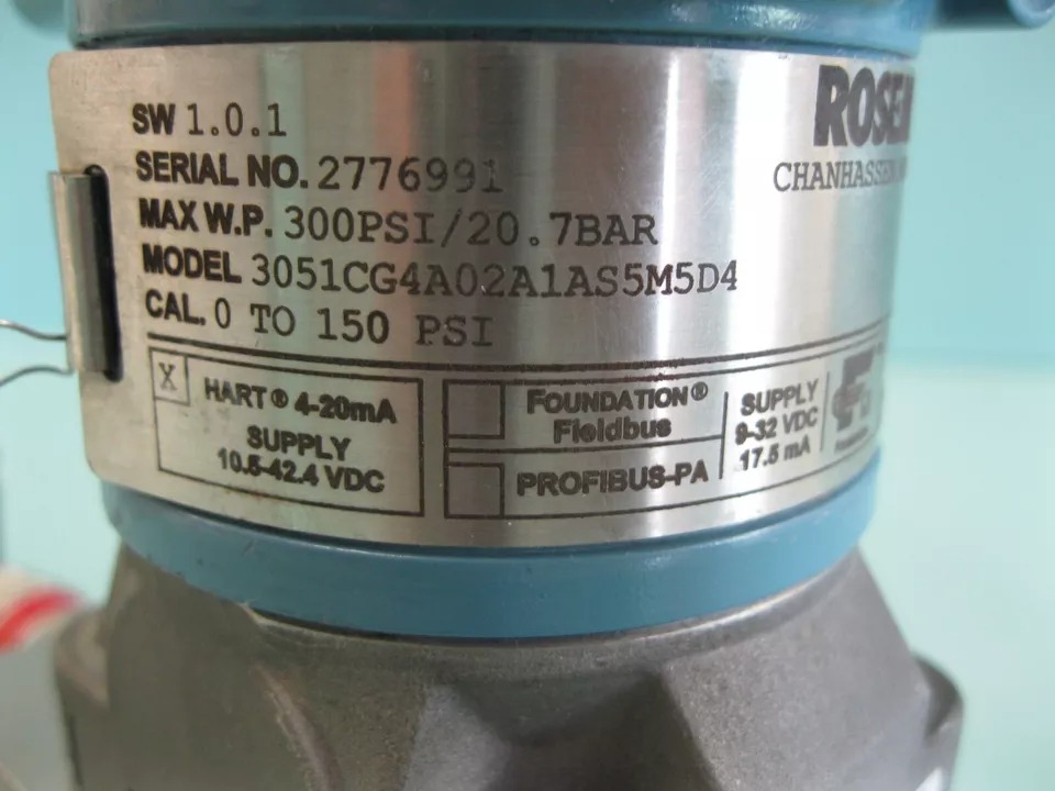 Rosemount 3051CG 4A 02A1AS5M5D4 HART Pressure Transmitter