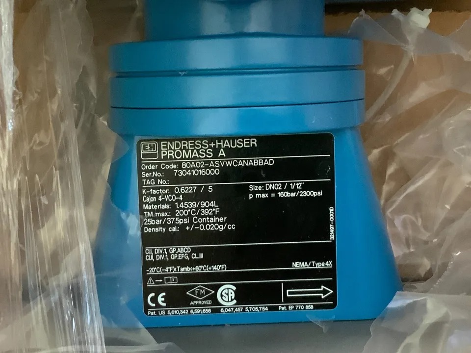 Endress+Hauser Promass 80 Coriolis 80A02 with Promass A