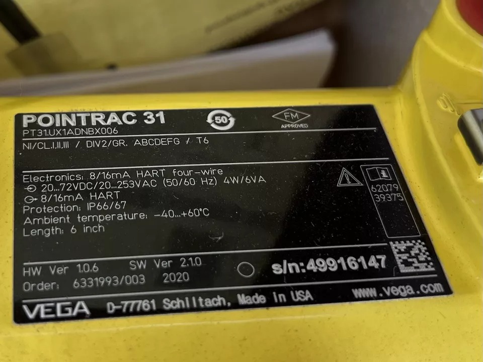 VEGA POINTRAC 31 PT31.UX1ADNBX006 Radiation-Based Level Transmitter