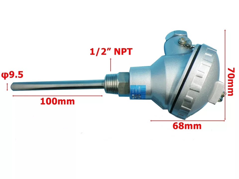 RTD PT100 Temperature Sensorsl 4" Probe 1/2"NPT Threads