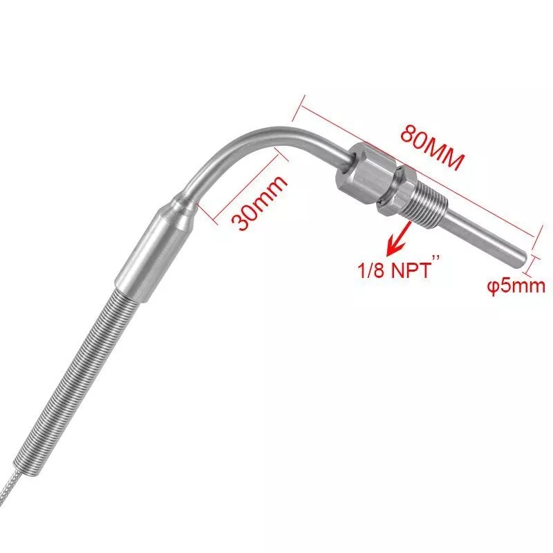 Thermocouple Temperature Sensor Probe - K Type with Stainless Steel Braided Cable