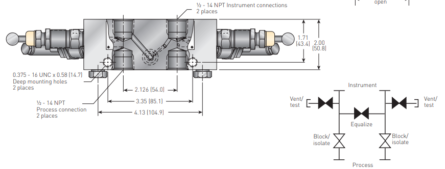 Anderson Greenwood MDP 5-Way Stainless Steel 316 Differential Pressure Manifold