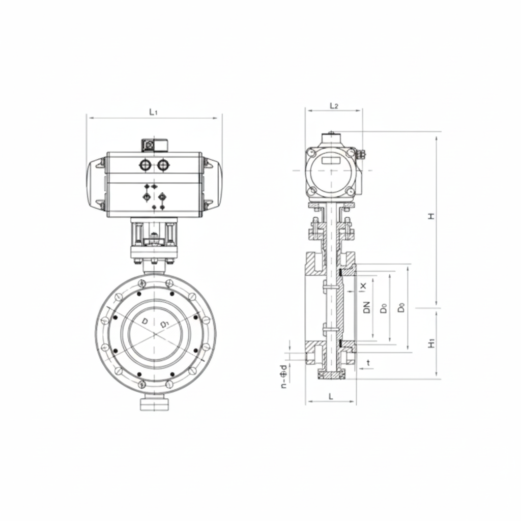 YNTO Stainless Steel Valve Body Pneumatic Flanged